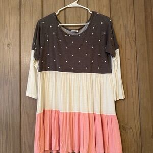 Polka Dot Color Block Dress